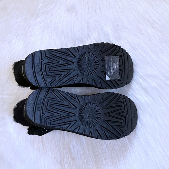 UGG Women’s Classic UGG Gem Mini Black Suede Boots - Picture 10 of 10